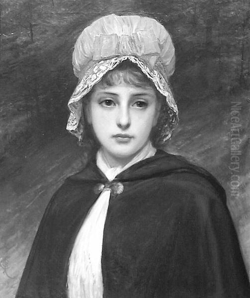 Portrait Of A Young Girl Oil Painting by Charles Sillem Lidderdale