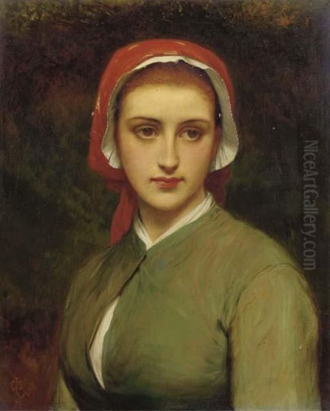 A Young Beauty Oil Painting by Charles Sillem Lidderdale