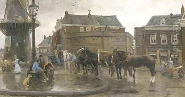 The meeting place Oil Painting by August Willem van Voorden