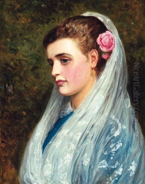 A Young Beauty Oil Painting by Charles Sillem Lidderdale