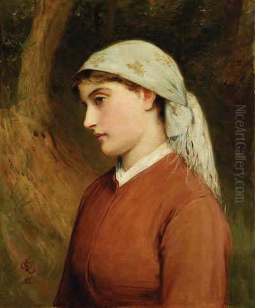 A Young Beauty Oil Painting by Charles Sillem Lidderdale