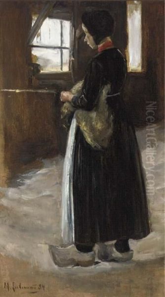 Spinnerin Oil Painting by Max Liebermann