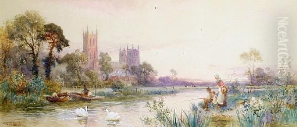 The River Stour, Canterbury Oil Painting by Walker Stuart Lloyd