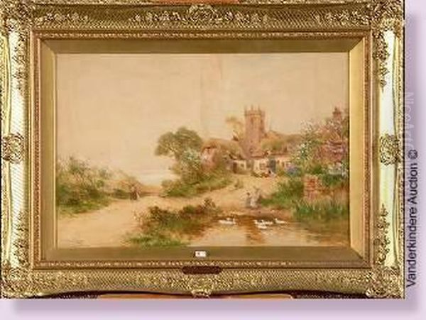 Village Anime En Bord De Mer Oil Painting by Walker Stuart Lloyd