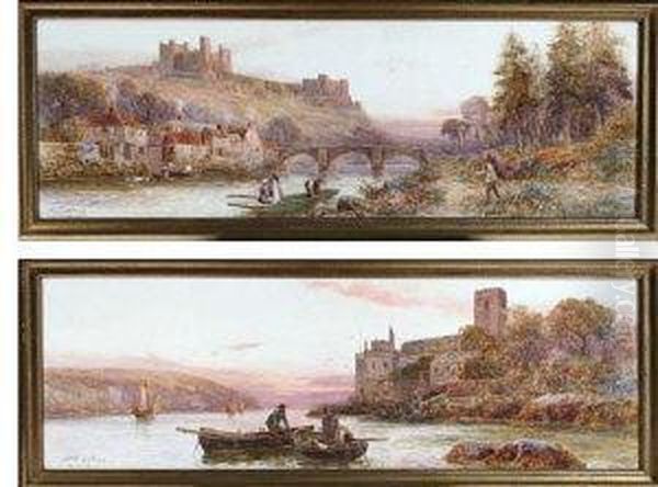 A View Of Richmond Castle At Dusk Oil Painting by Walker Stuart Lloyd