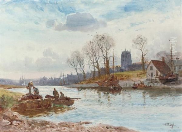 Fishermen Sorting Their Nets Oil Painting by Walker Stuart Lloyd