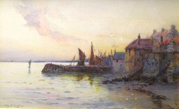 A Fishing Village At Twilight Oil Painting by Walker Stuart Lloyd