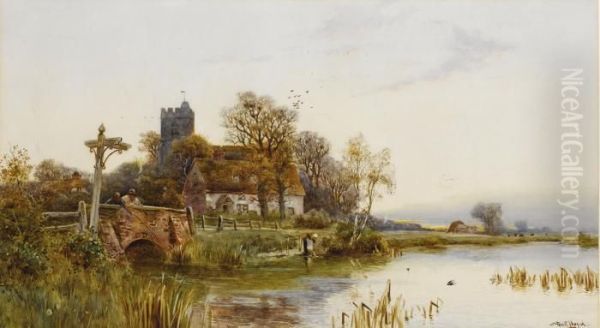 Cottage Along The River Oil Painting by Walker Stuart Lloyd