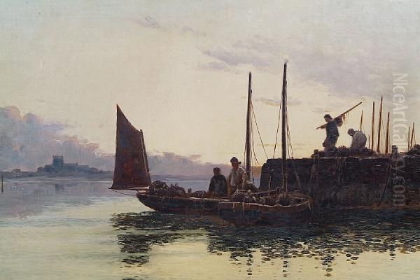 Fisherfolk At The End Of The Day Oil Painting by Walker Stuart Lloyd