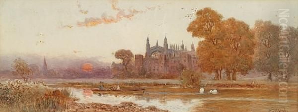 'windsor Castle From The Thames' And 'eton Chapel From The Thames' Oil Painting by Walker Stuart Lloyd