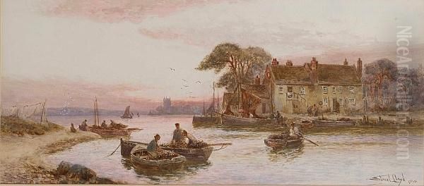 Fisherman Returning To Harbour Oil Painting by Walker Stuart Lloyd