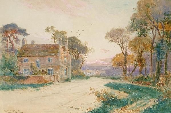 View Of A House On A Rural Path Oil Painting by Walker Stuart Lloyd