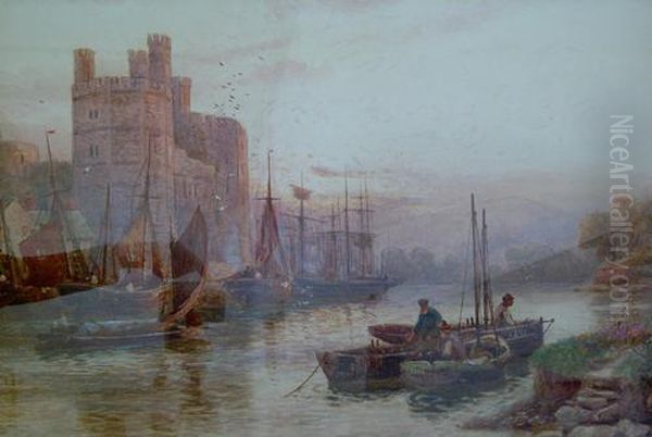 Caernarvon Castle, North Wales Oil Painting by Walker Stuart Lloyd