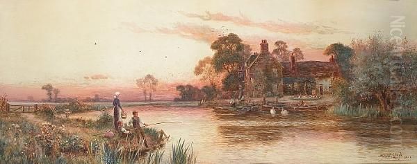 A Golden Evening On The Arun, Sussex Oil Painting by Walker Stuart Lloyd