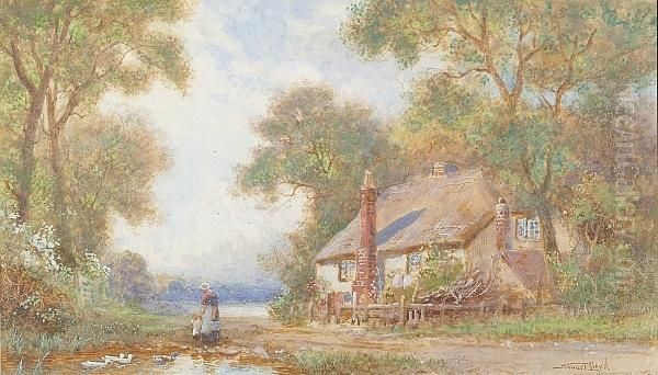 Feeding The Ducks Oil Painting by Walker Stuart Lloyd