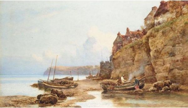 Fishermen Returning With The Catch Oil Painting by Walker Stuart Lloyd