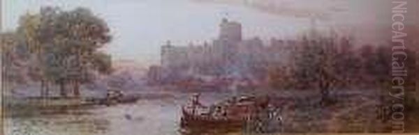 Windsor Castle From The River Oil Painting by Walker Stuart Lloyd