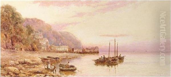 Clovelly, Signed And Dated 1906, Watercolour, 29 X 64 Cm.; 11 1/2 X 25 1/4 In Oil Painting by Walker Stuart Lloyd