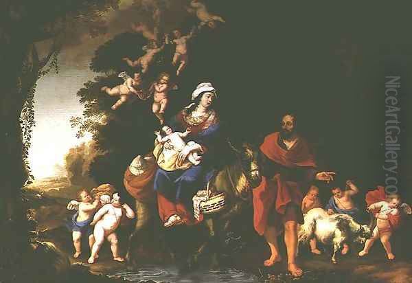 The Flight into Egypt Oil Painting by Francois Verwilt