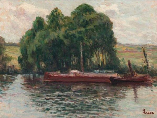 Rolleboise, La Seine Oil Painting by Maximilien Luce