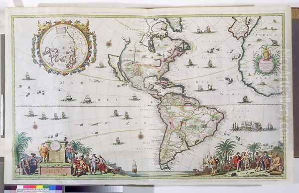 America, plate 84, from Atlas Minor Sive Geographica Compendiosa, 1680 Oil Painting by Nicolaes the Younger Visscher