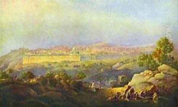 View Of Jerusalem 1836 Oil Painting by Maksim Nikiforovich Vorobiev