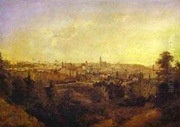 View Of A Town (Grodno) 1883 Oil Painting by Maksim Nikiforovich Vorobiev