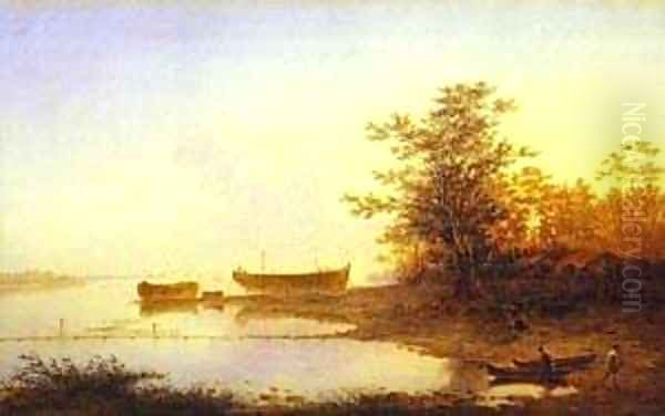 Sunrise In The Suburbs Of St Petersburg 1832 Oil Painting by Maksim Nikiforovich Vorobiev