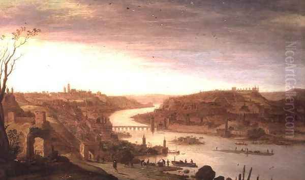 Panoramic View of Prague Oil Painting by Dirck Verhaert