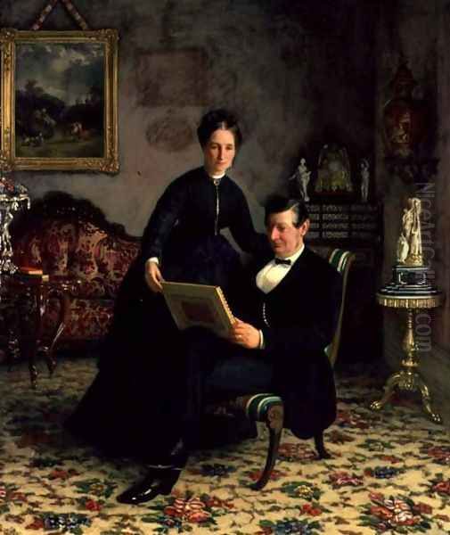 Mr Robert Constantin and Mrs Maria Eleonora Berggren Oil Painting by Gottfrid Virgin