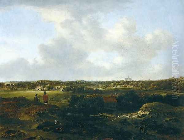 View of Haarlem from the Dunes 1660s Oil Painting by Jan The Elder Vermeer Van Haarlem