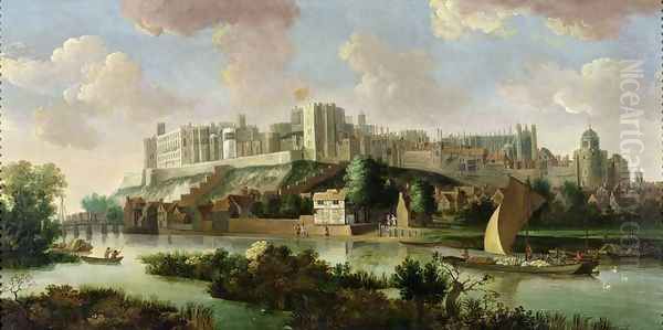 Windsor Castle seen from the Thames, c.1700 Oil Painting by Johannes Vorsterman