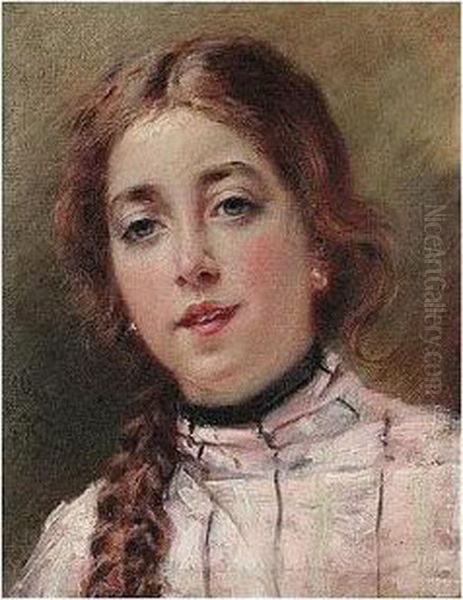 Portrait Of The Artist's Daughter Olenka Oil Painting by Konstantin Egorovich Egorovich Makovsky