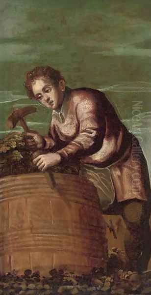 A wine harvester, a fragment Oil Painting by Bonifacio Veronese (Pitati)