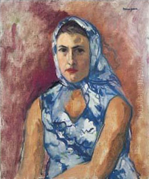 Odette Au Foulard, Ete 1933 Oil Painting by Henri Charles Manguin