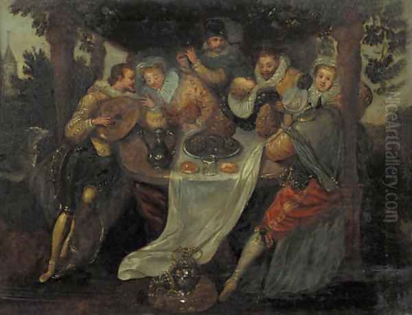 A music party in a garden Oil Painting by David Vinckboons