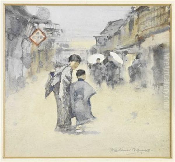 Street Scene, Japan Oil Painting by Mortimer Luddington Mempes