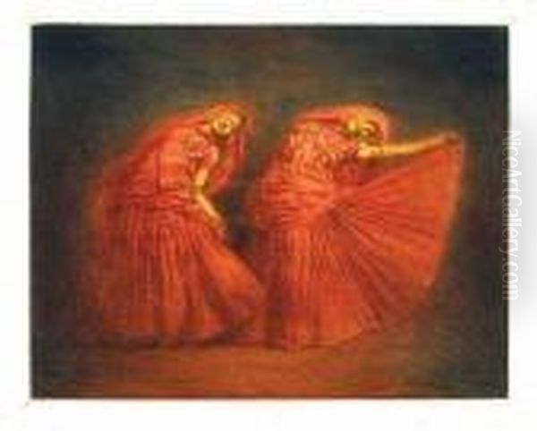 Depicting 2 Indian Dancers Oil Painting by Mortimer Luddington Mempes