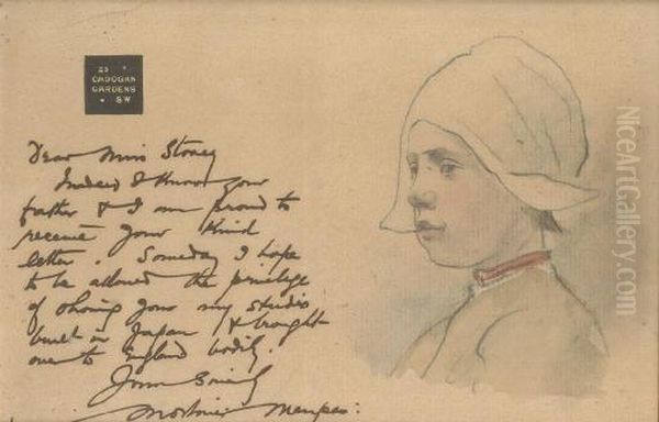 An Illustrated Letter From The Artist To Miss Stoney Oil Painting by Mortimer Luddington Mempes