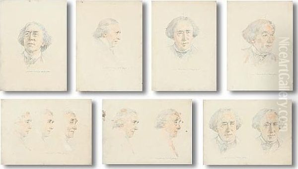 A Collection Of Portrait Studies
 Of A Gentleman, Together With An Etching Of A Lady, By The Same Hand, 
(8) Oil Painting by Mortimer Luddington Mempes