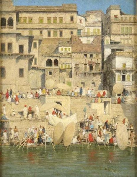 Benares, Blue Is The Sky Oil Painting by Mortimer Luddington Mempes