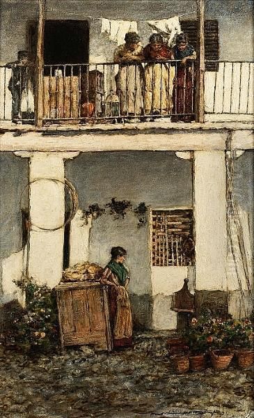 On The Balcony Oil Painting by Mortimer Luddington Mempes