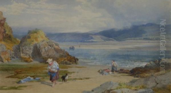 Collecting Cockles Oil Painting by John Henry Mole