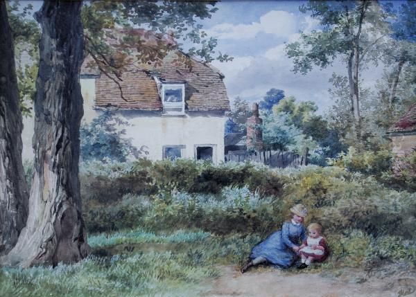 Lady And Child Seated Beneath A Tree Oil Painting by John Henry Mole