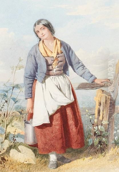 Country Girl At A Stile Oil Painting by John Henry Mole