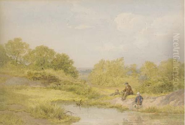 The Young Anglers Oil Painting by John Henry Mole