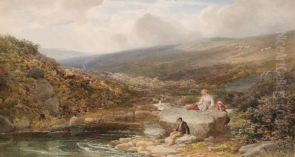 A Yorkshire Beck Oil Painting by John Henry Mole