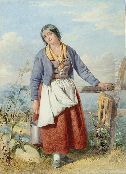 Portrait Of A Milkmaid Oil Painting by John Henry Mole