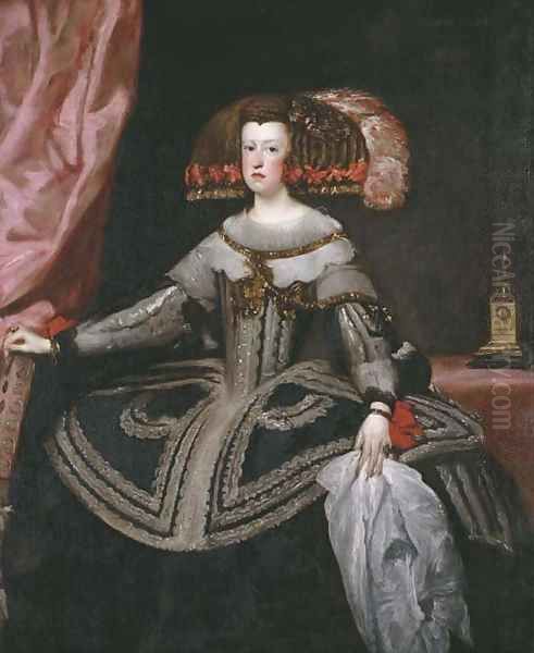 Portrait of Mariana of Austria, Queen of Spain Oil Painting by Diego Rodriguez de Silva y Velazquez