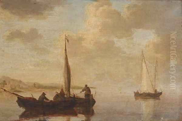 Small craft off the Dutch coast Oil Painting by Willem van de Velde the Younger